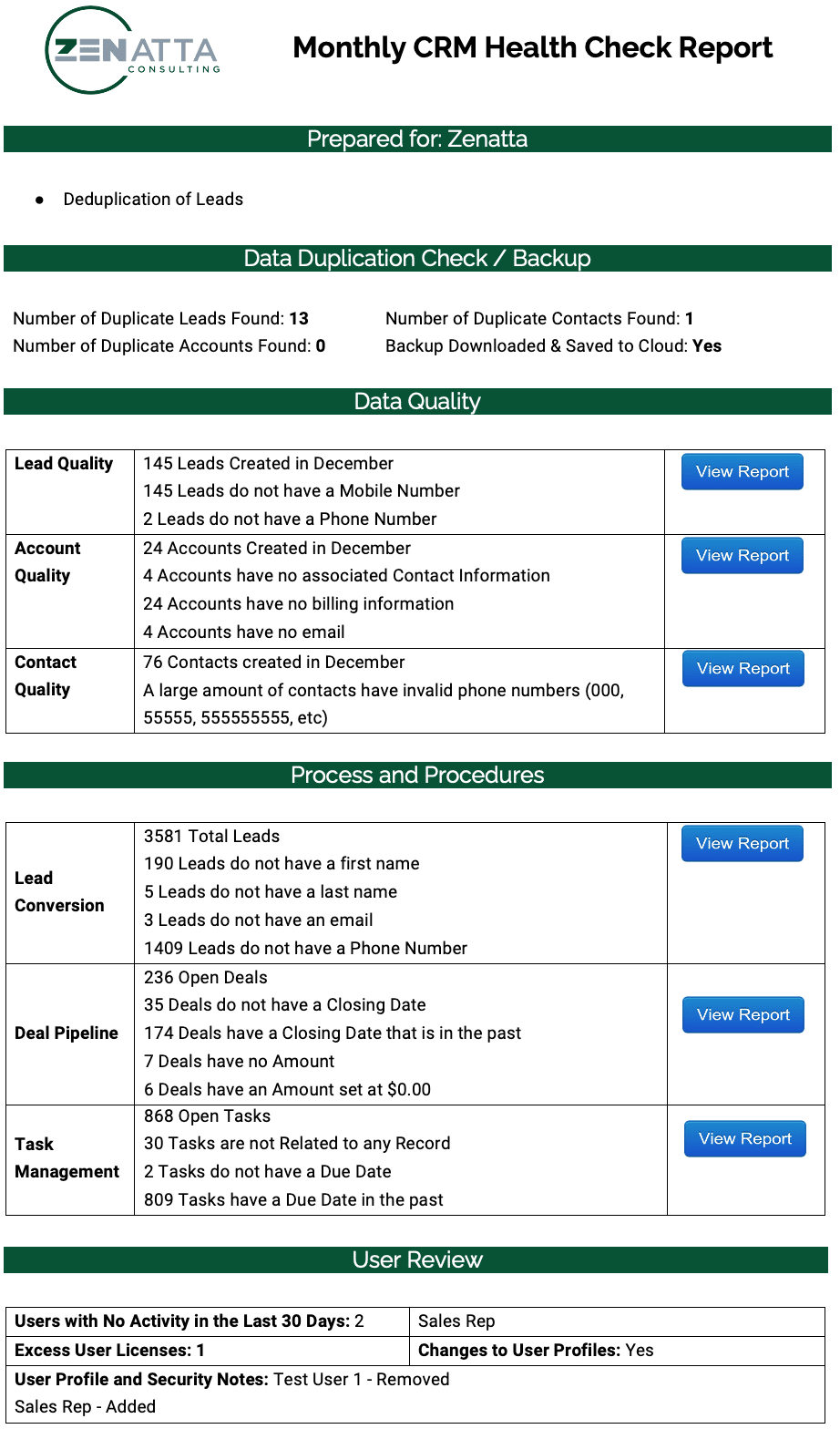 health-check-report-sample - Zenatta Consulting Within Health Check Report Template